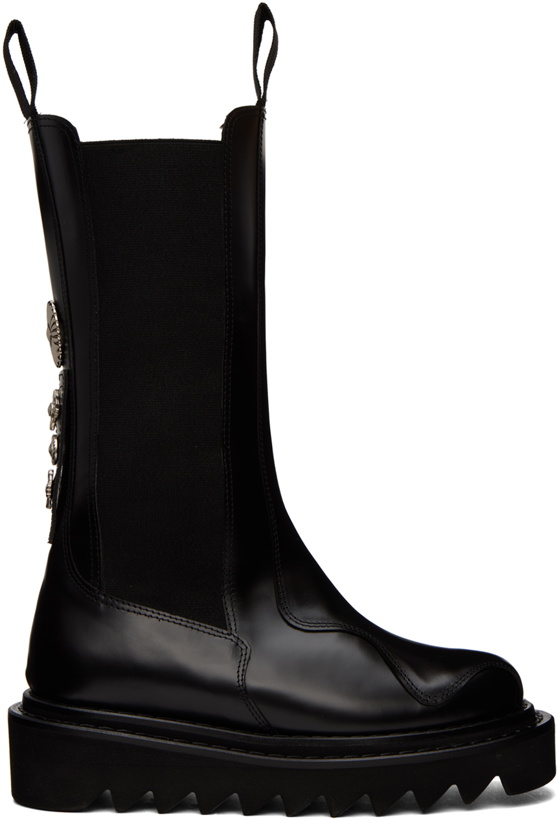 Photo: Toga Pulla SSENSE Exclusive Black Leather Mid-Calf Chelsea Boots