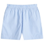 Sporty & Rich Hotel du Cap Cursive Poplin Short in Blue/White Thin Stripe White