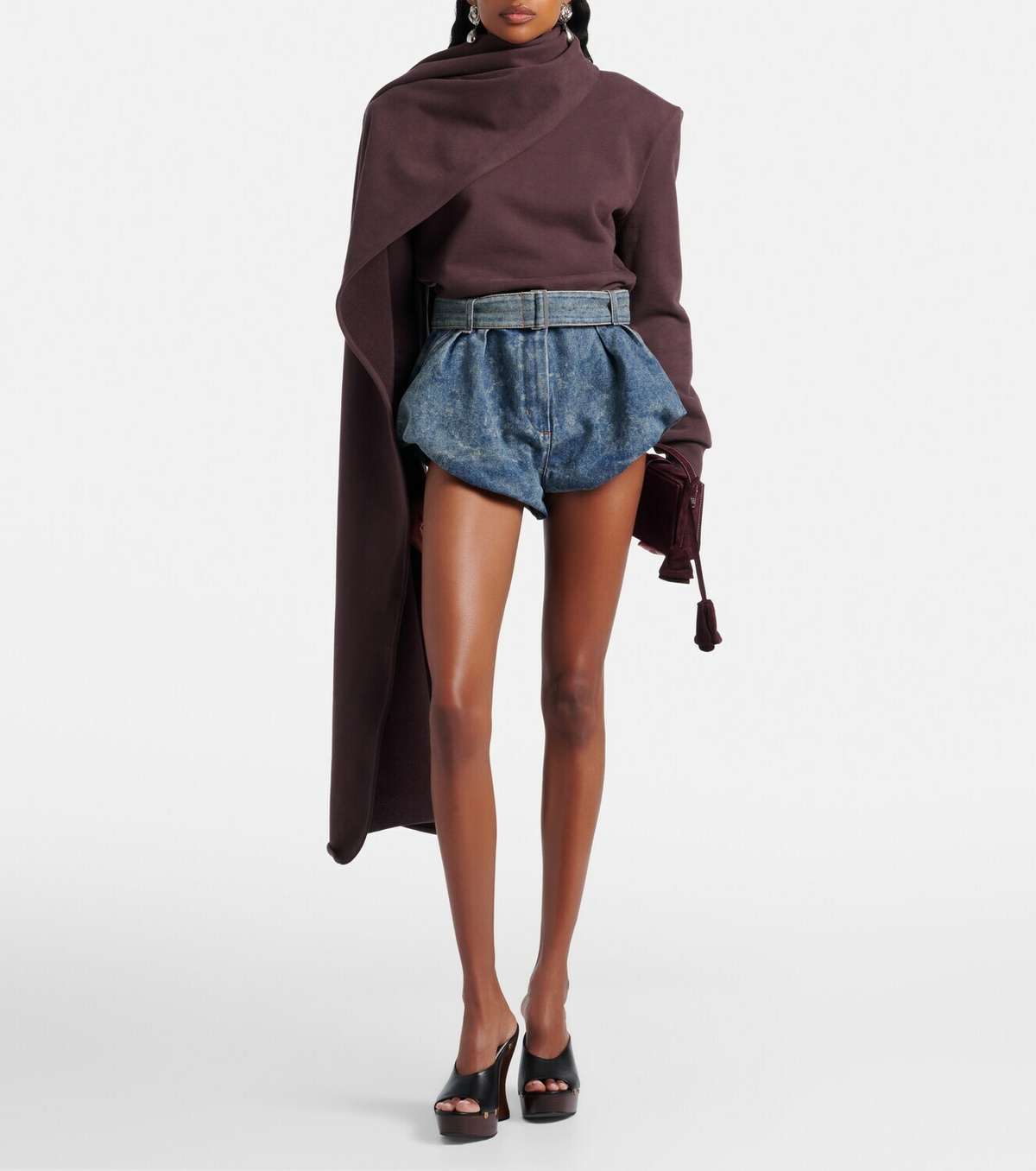 Magda Butrym Belted high-rise denim shorts