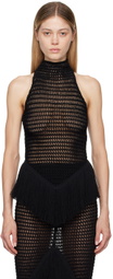 ALAÏA Black Fringes Tank Top