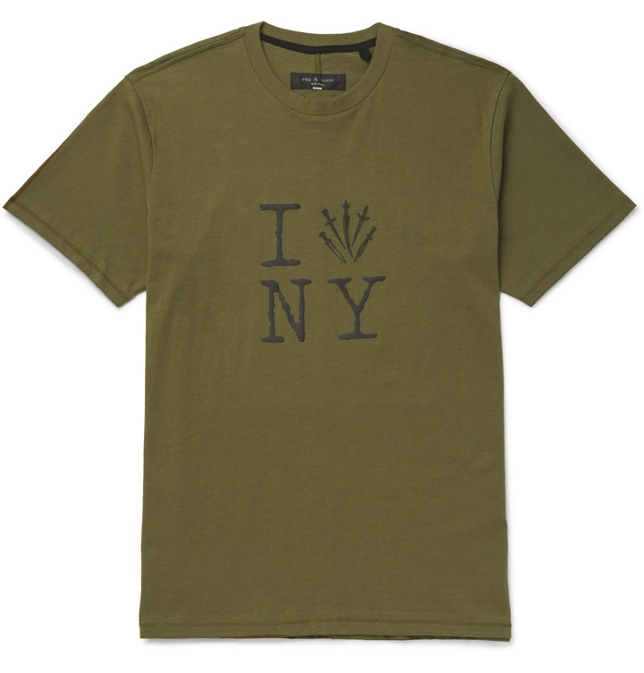 Photo: RAG & BONE - Slim-Fit Printed Cotton-Jersey T-Shirt - Green