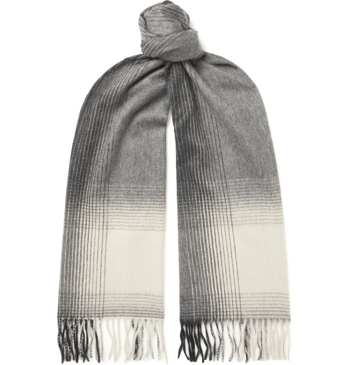 Photo: Begg & Co - Arran Fringed Colour-Block Cashmere Scarf - Gray