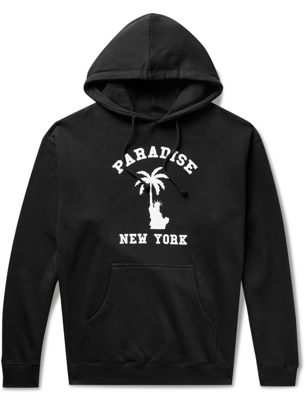 Photo: PARADISE - Liberty Palm Printed Fleece-Back Cotton-Blend Jersey Hoodie - Black