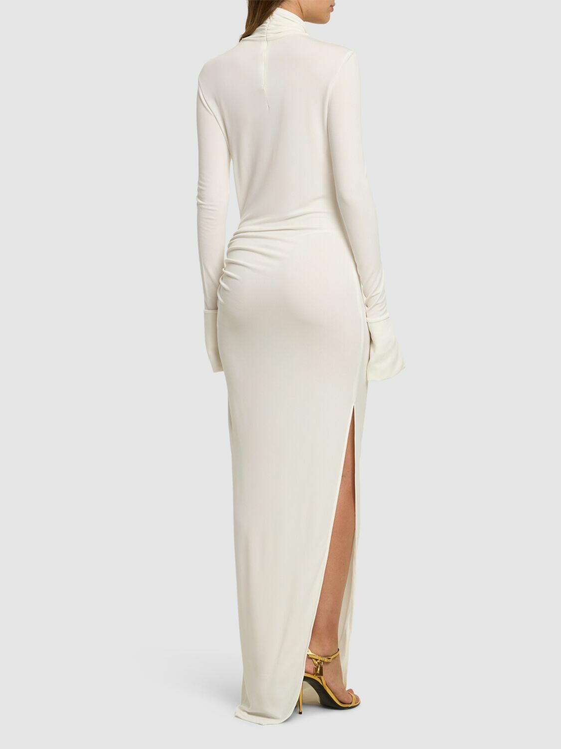 CASABLANCA Tucked Sheath Crepe Jersey Long Dress Casablanca
