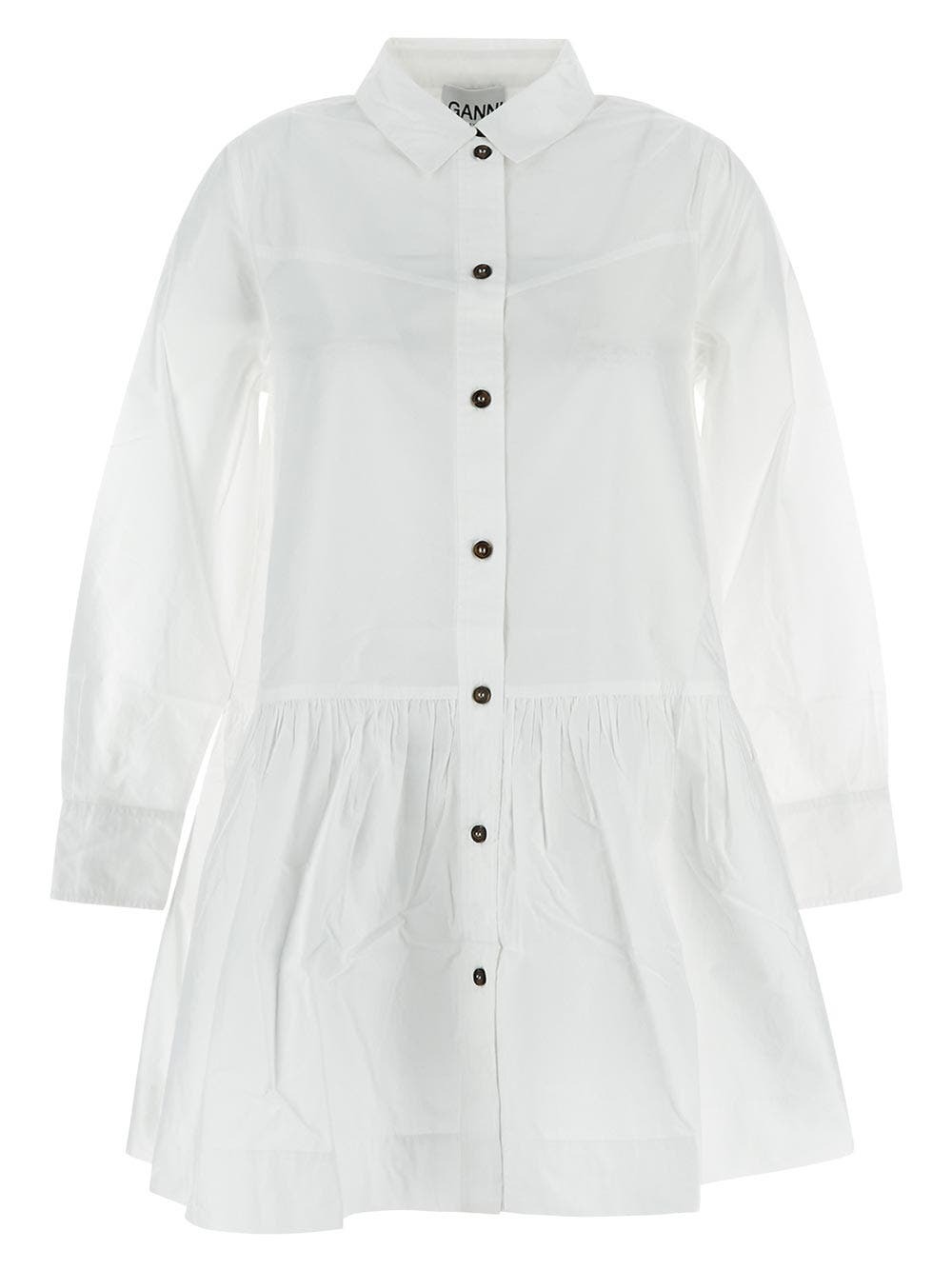 knee length dresses for ladies GANNI Women's Stripe Cotton Mini Shirt Dress