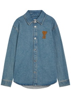 Ami Paris Logo-appliquéd Denim Overshirt Indigo