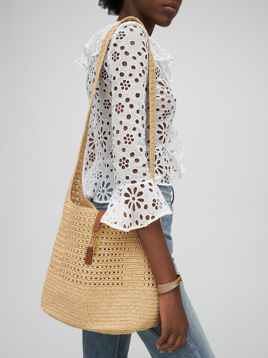 saint laurent raffia hobo bag