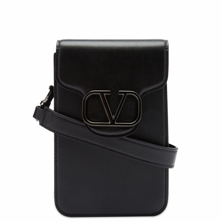 Photo: Valentino Men's V Logo Mini Cross Body Bag in Nero
