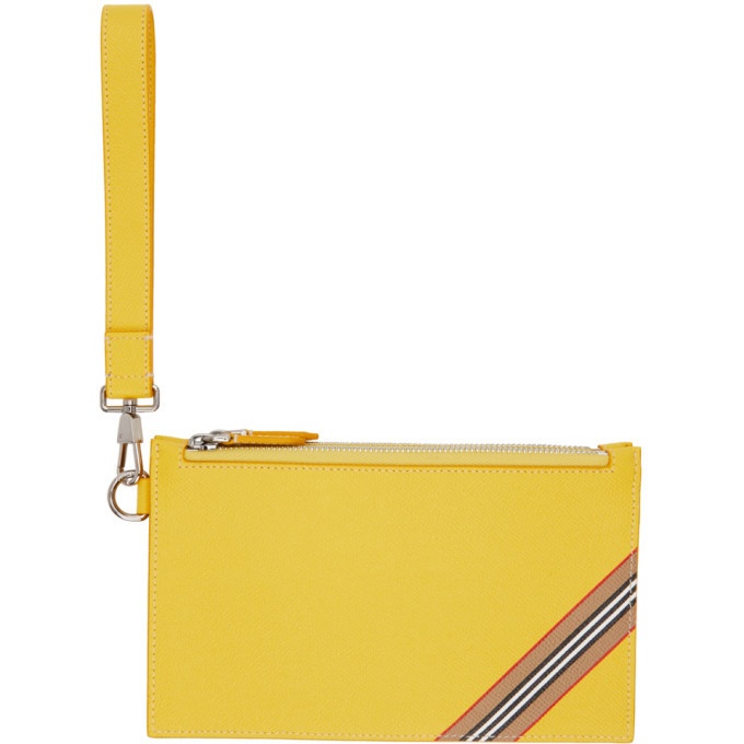 Photo: Burberry Yellow Icon Stripe Laurie Zip Pouch
