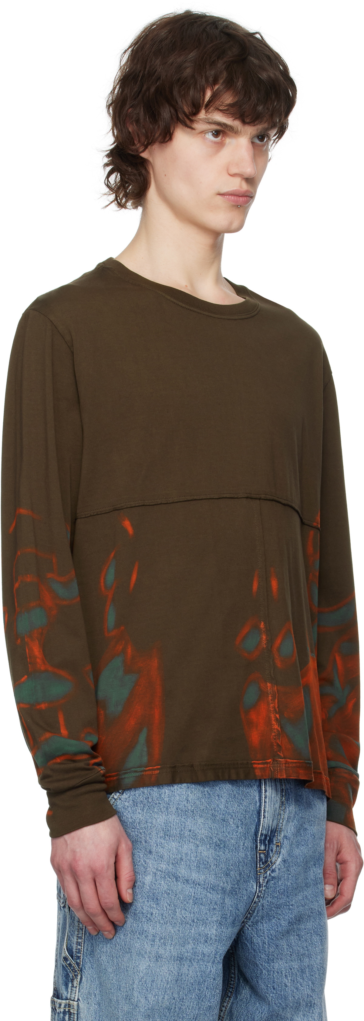 Eckhaus Latta Brown Lapped Long Sleeve T-shirt