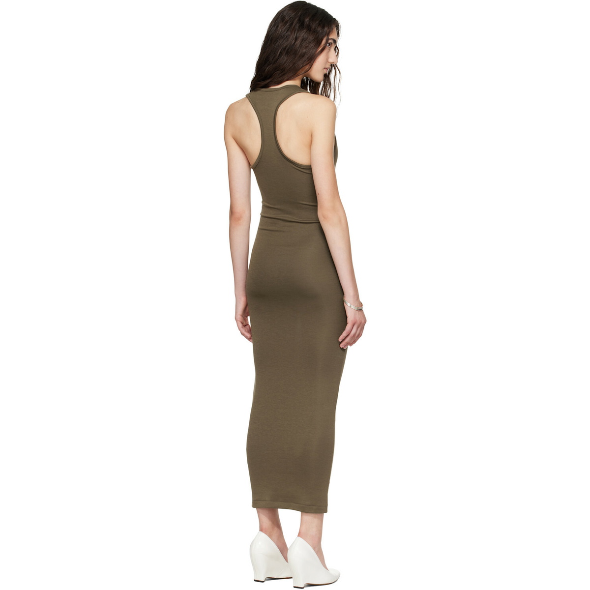 Fear of God ESSENTIALS Khaki Soft Rib Racerback Midi Dress