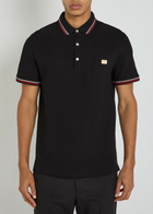 Valentino Garavani Striped Trims Cotton Polo Shirt Black