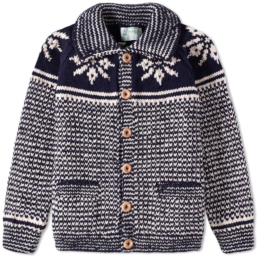 トップス INVERALLAN  FLAKE LUMBER CARDIGAN Inverallan 30E Swedish Lumber Snowflake Cardigan Blue Inverallan