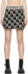 We11done Black Knit Logo Mini Skirt