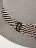 Borsalino - Striped Webbing-Trimmed Wool-Felt Fedora - Gray