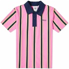 Adidas Men's Stripe Polo Shirt in Screaming Pink/Yellow/Navy