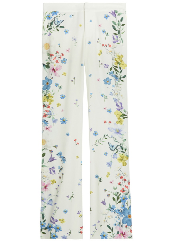Photo: Alice + Olivia Andrew Floral Print Boot-leg Crepe Trousers Multicoloured