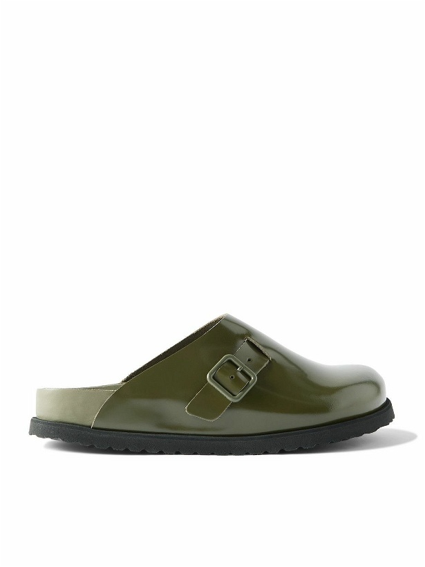 Photo: Birkenstock - Niamey Buckled Glossed-Leather Clogs - Green
