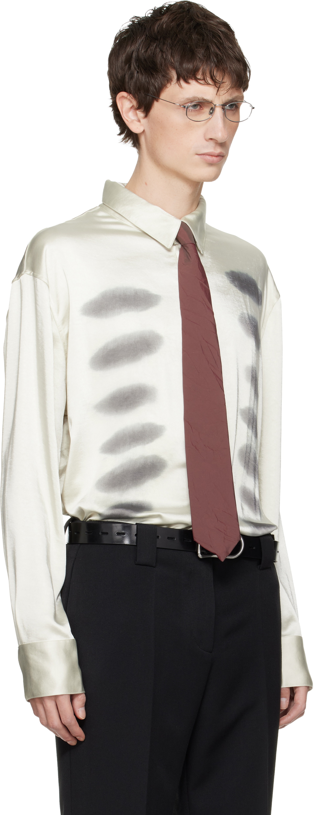 AVAVAV Off-White X-Ray Printed Satin Button-Up Shirt