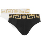 Versace - Two-Pack Logo-Detailed Stretch-Cotton Briefs - Black
