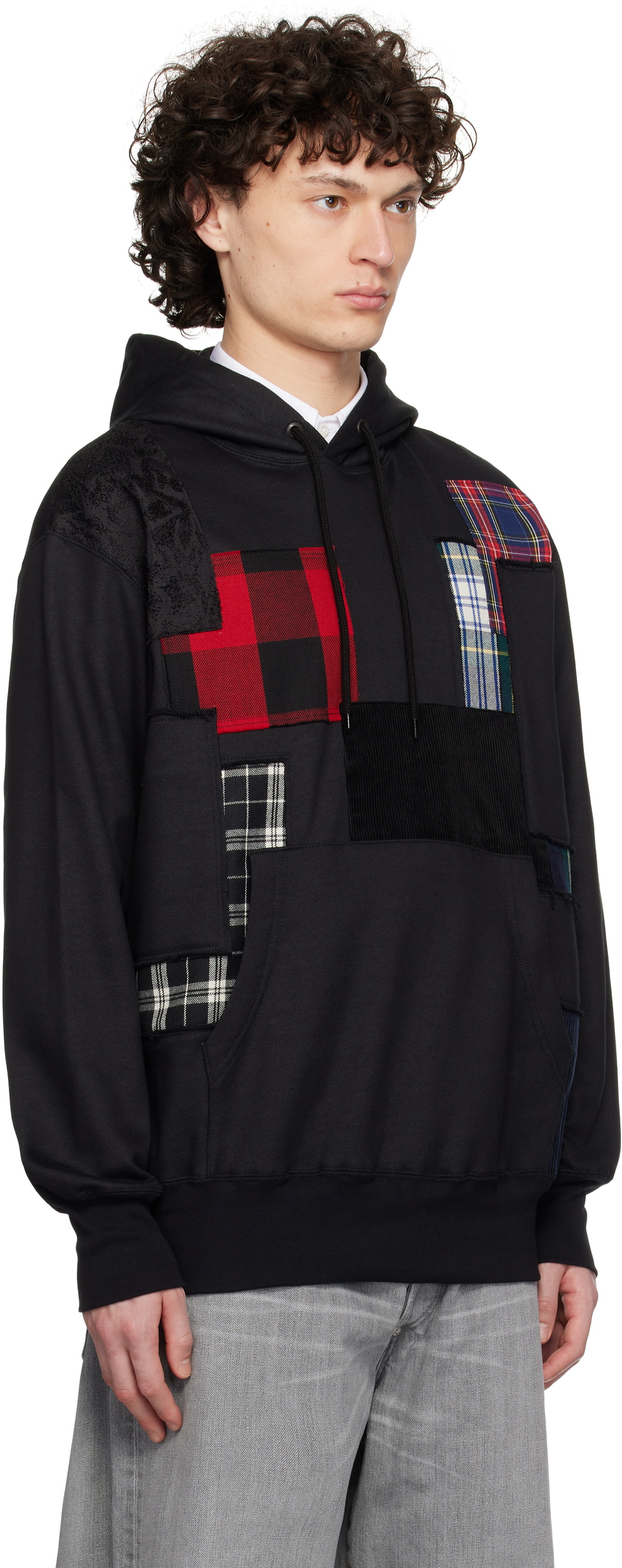 Junya Watanabe Black Patchwork Hoodie Junya Watanabe