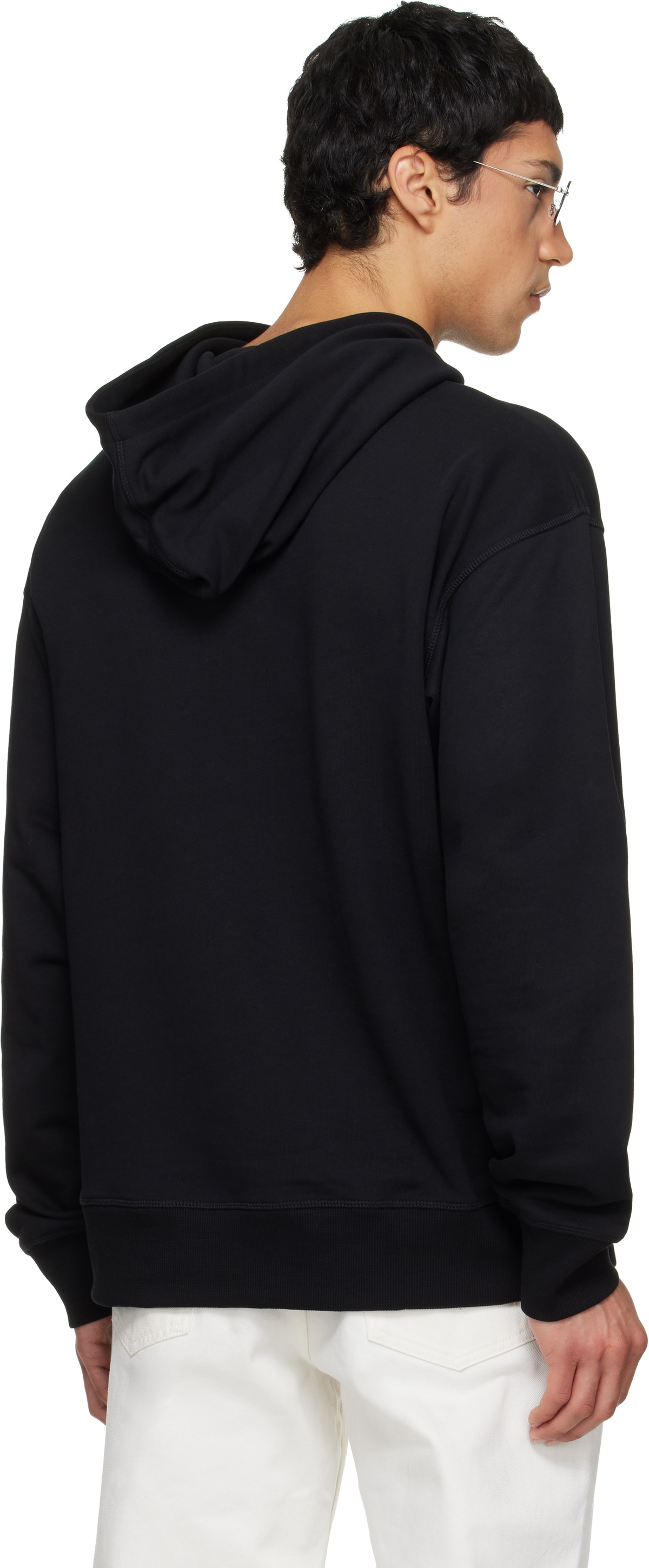 Balmain Black Printed Cotton Hoodie