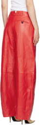 JACQUEMUS Red Les Sculptures 'Le pantalon Ovalo Cuir' Leather Pants