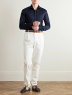 Brunello Cucinelli - Cutaway-Collar Silk and Cotton-Blend Shirt - Blue