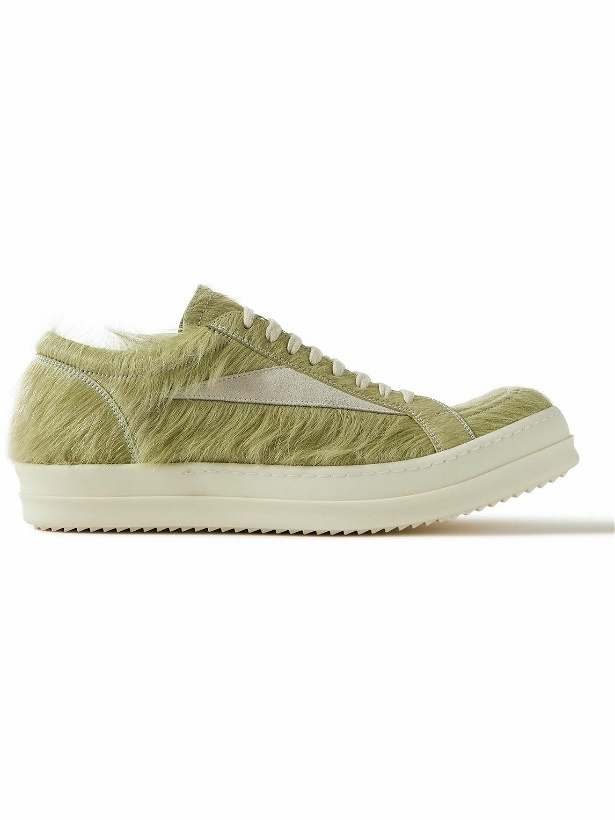 Photo: Rick Owens - Suede-Trimmed Calf Hair Sneakers - Green
