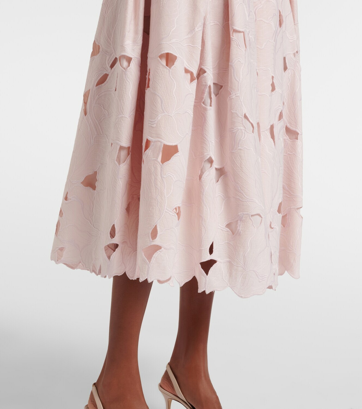 Erdem Cutout floral pleated midi skirt