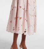 Erdem Cutout floral pleated midi skirt