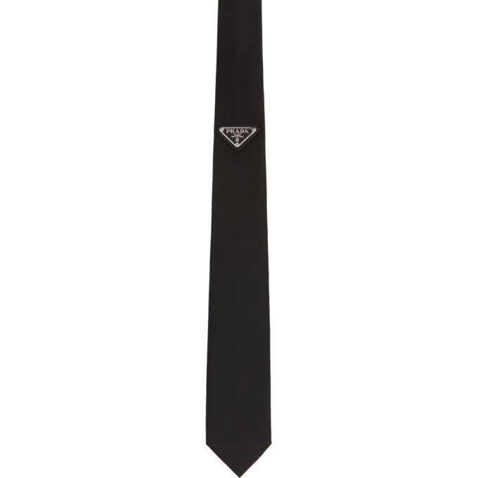 Photo: Prada Black Triangle Logo Tie