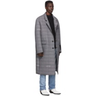 Off-White Grey Check Wool Volume Coat