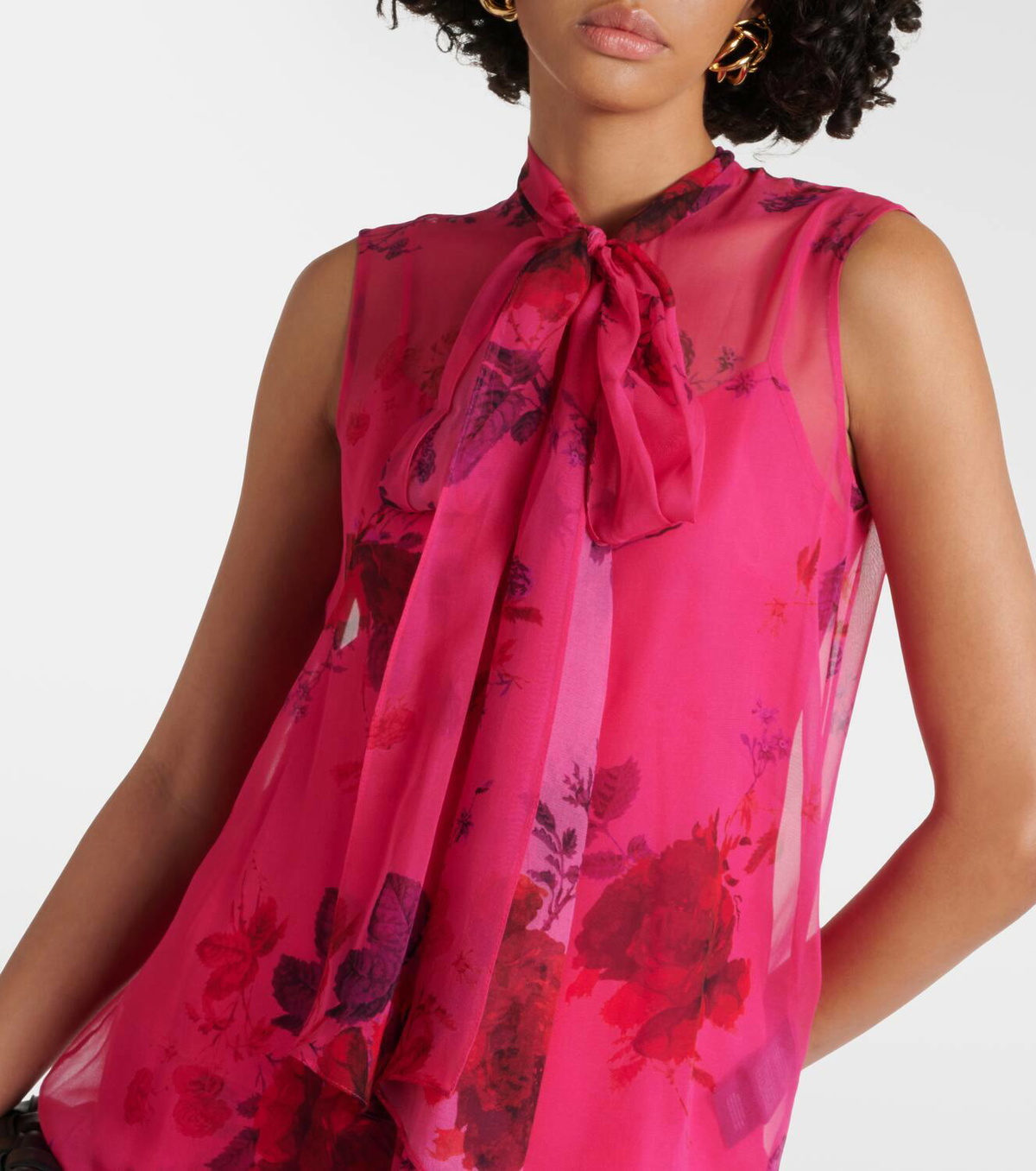 Erdem Bow-detail silk voile top