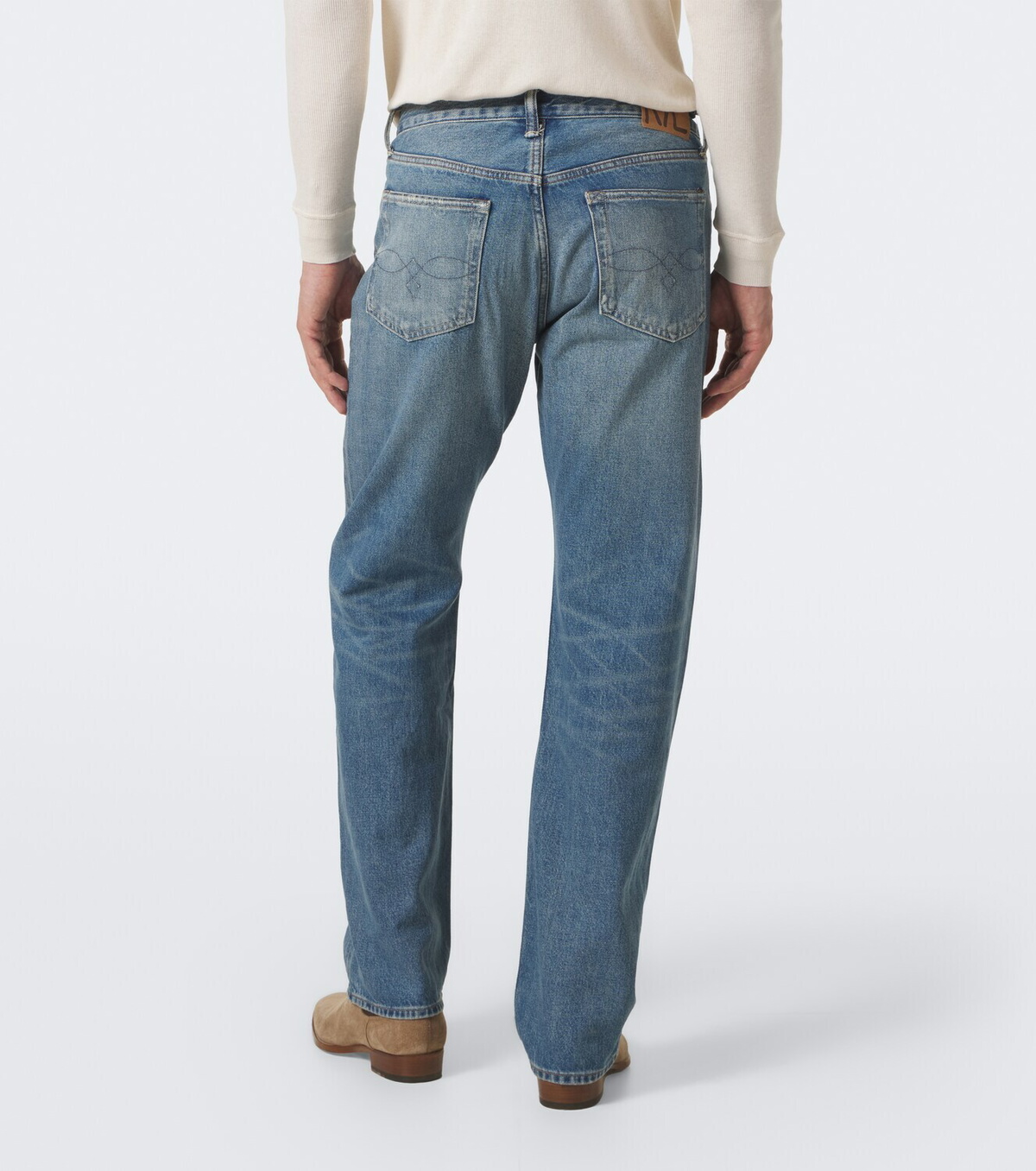 RRL Distressed straight jeans