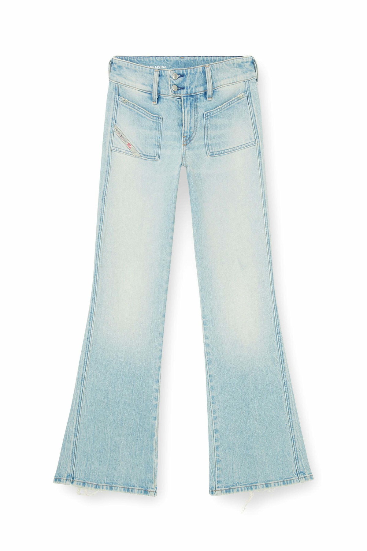 Diesel Bootcut Jeans Low Waist D-Hush, Light blue, Zip fly