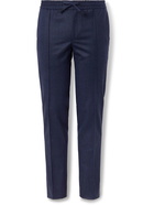 Brioni - Sidney Slim-Fit Tapered Wool-Flannel Drawstring Trousers - Blue