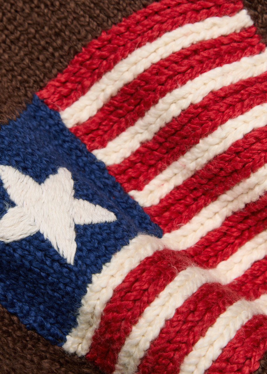 Cherry Los Angeles 1 Star Embroidered Cotton-knit Jacket Brown