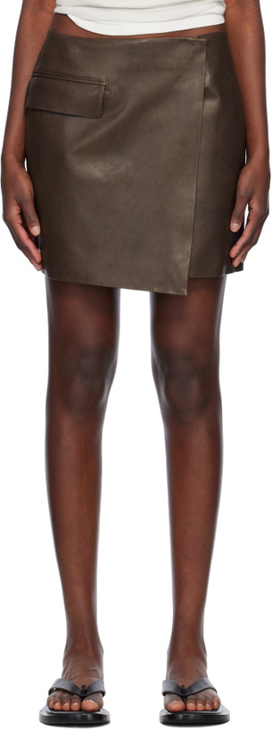 Photo: AURALEE Brown Lamb Leather Miniskirt