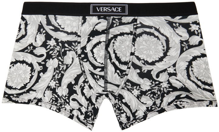 Photo: Versace Underwear Gray & Black Low-Rise Boxers