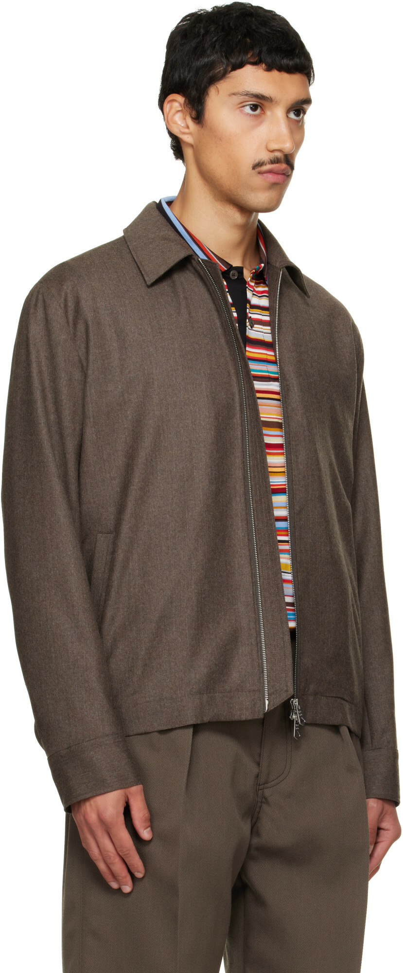 Paul Smith Brown Wool-Cashmere Flannel Jacket