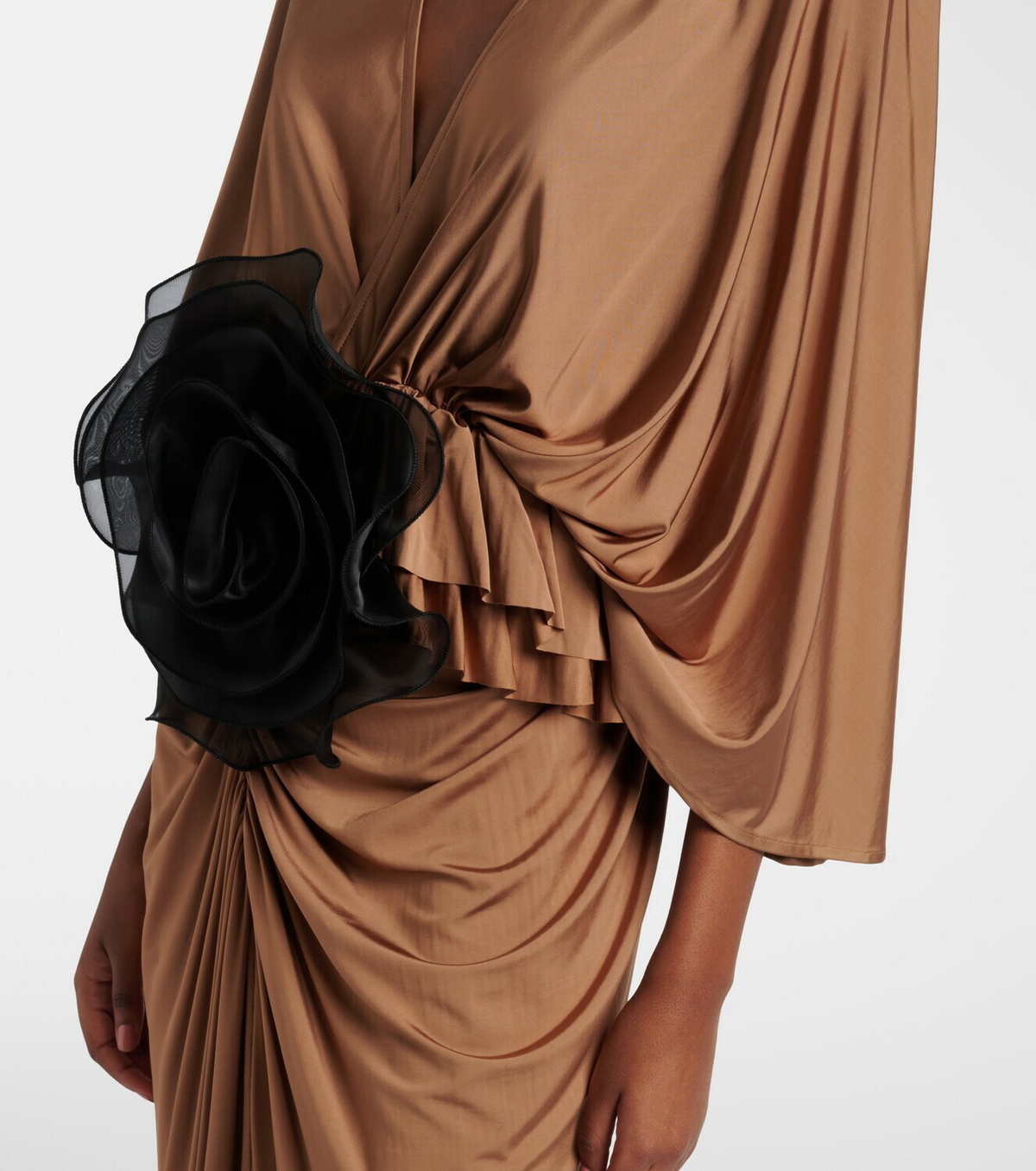 Jacques Wei Floral-appliqué jersey maxi dress
