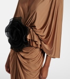 Jacques Wei Floral-appliqué jersey maxi dress