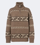 Magda Butrym Jacquard wool half-zip sweater