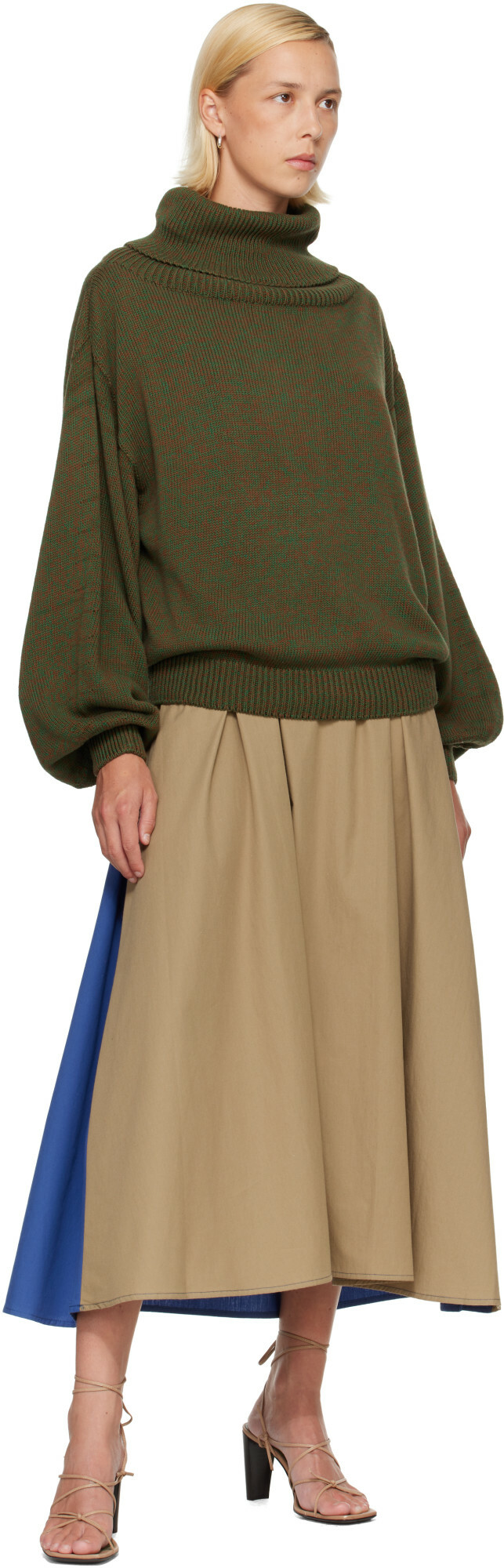 Baserange Green & Brown Calla Turtleneck