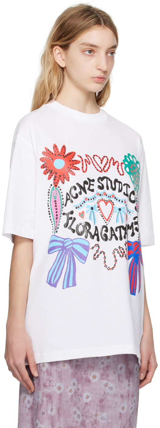Acne Studios 天使プリント Tシャツ ホワイト Acne Studios - ロゴTシャツ - リラックスフィット