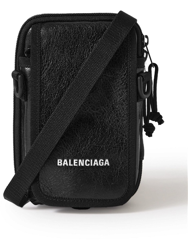 Photo: Balenciaga - Arena Logo-Print Crinkled-Leather Pouch