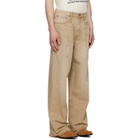 R13 Beige Damon Pleated Jeans