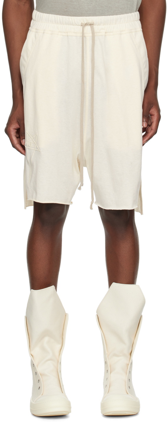 Off White Champion Edition Beveled Pods Shorts by Rick Owens on Sale