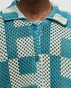 Honor The Gift Unisex Crochet Ss Button Down Blue/Beige - Mens - Shortsleeves